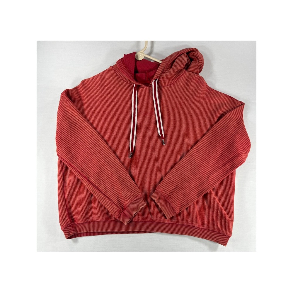 Aerie Ribbed Knit Hoodie Terracotta Red Relaxed Fit Pullover Small